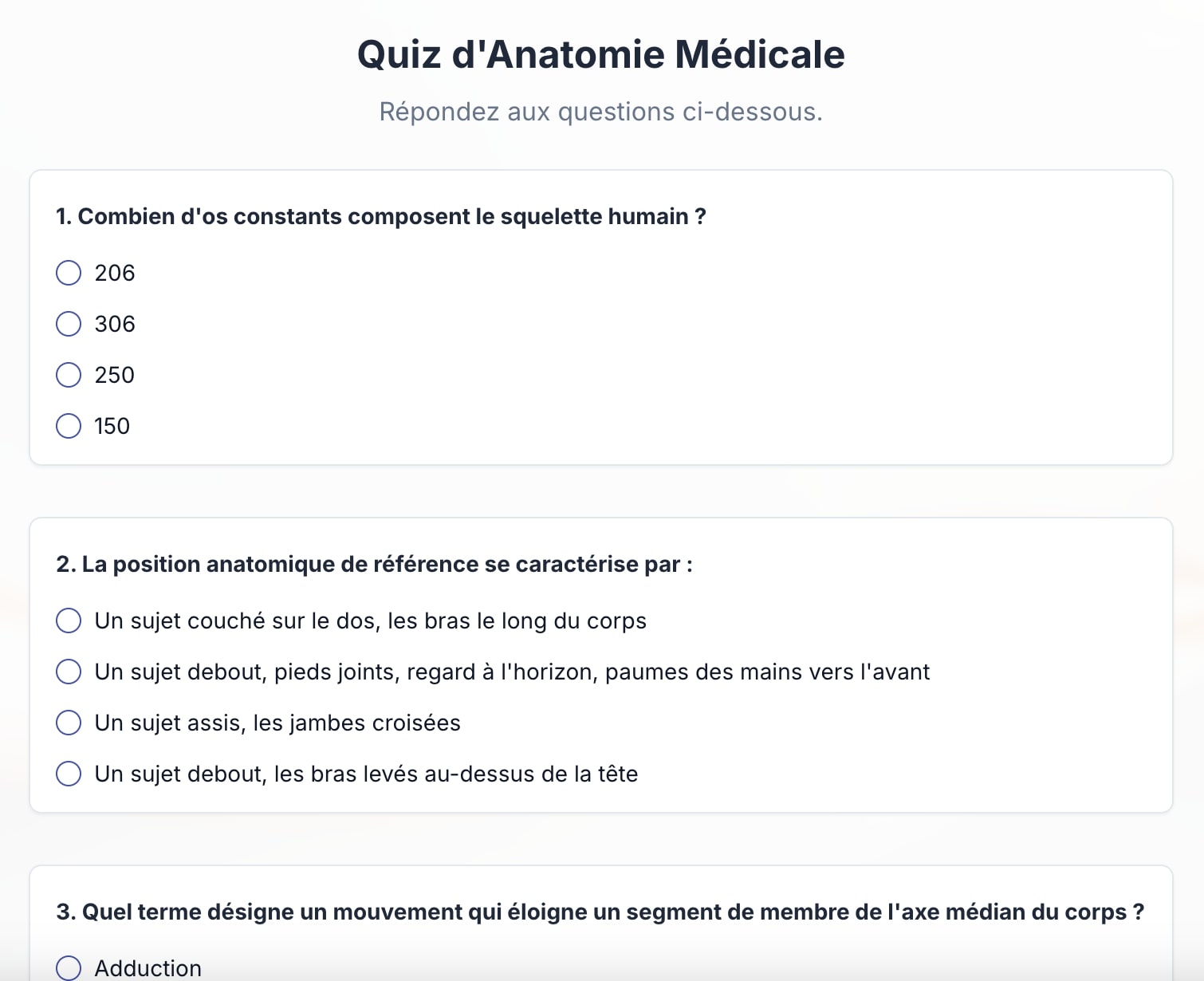 Illustration du générateur de quiz